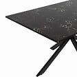 ID MARKET - Table à manger rectangle ALIX 8 personnes pied araignée noir et plateau effet marbre noir ALASKA 160 cm - vignette