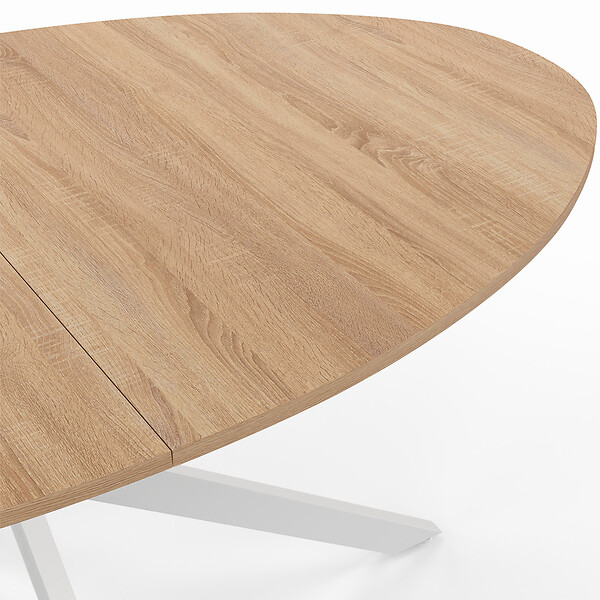 ID MARKET - Table à manger ovale ALIX 8 personnes pied araignée bois et blanc 150 cm - large