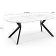ID MARKET - Table à manger extensible ronde ALIX 4-10 personnes pied araignée noir plateau effet marbre blanc ALASKA 110-200 cm - vignette