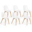 ID MARKET - Lot de 6 chaises MANDY blanches pour salle à manger - vignette