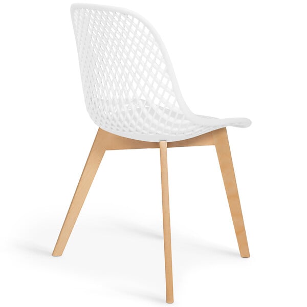 ID MARKET - Lot de 6 chaises MANDY blanches pour salle à manger - large