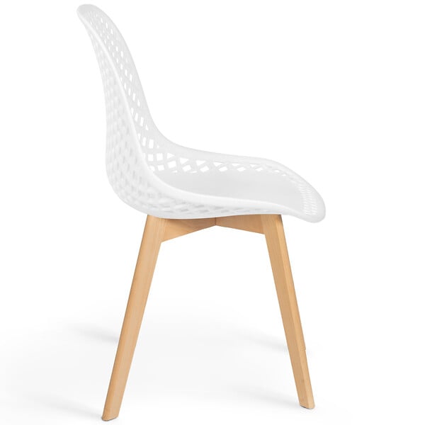 ID MARKET - Lot de 6 chaises MANDY blanches pour salle à manger - large
