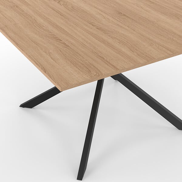 ID MARKET - Table à manger carrée ALIX 8 personnes pied araignée bois et noir 110 cm - large