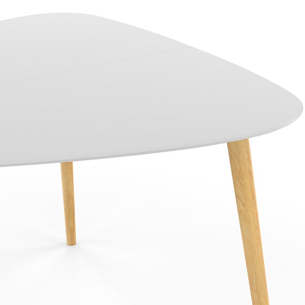 ID MARKET - Table à manger GAIA 4 personnes plateau blanc pieds bois 110 cm - large