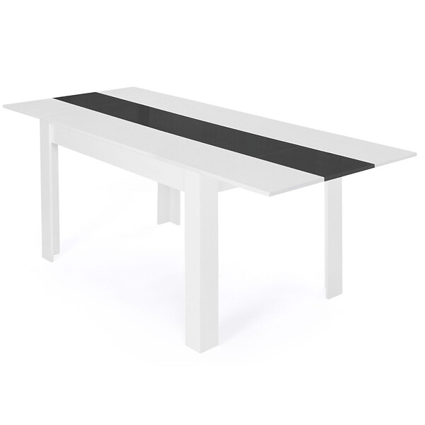 ID MARKET - Table à manger extensible rectangle GEORGIA 6-10 personnes blanche et grise 140-220 x 90 cm - large