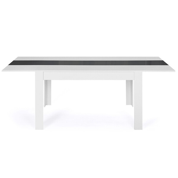 ID MARKET - Table à manger extensible rectangle GEORGIA 6-10 personnes blanche et grise 140-220 x 90 cm - large