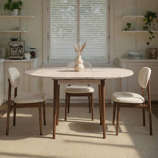 HABITAT ET JARDIN - Table à manger extensible en bois "Viona" 100 x 100 x 75 cm - Travertin - large