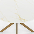 ID MARKET - Table à manger ronde ALIX 6 personnes pied araignée laiton et plateau effet marbre doré ALASKA 110 cm - vignette