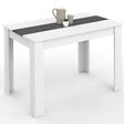 ID MARKET - Table à manger rectangle ROZY 4 personnes blanche et grise 110 cm - vignette