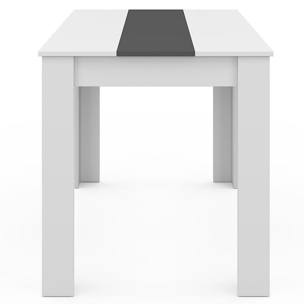 ID MARKET - Table à manger rectangle ROZY 4 personnes blanche et grise 110 cm - large