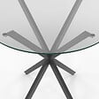 ID MARKET - Table à manger ronde ALIX 4 personnes pied araignée noir et plateau verre 80 cm - vignette