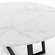 ID MARKET - Table à manger fixe ronde SELMA 4-6 personnes plateau effet marbre blanc ALASKA et noir 110 cm - vignette