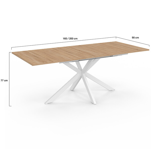 ID MARKET - Table à manger extensible rectangle ALIX 6-10 personnes bois et blanc 160-200 cm - large