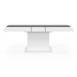 ID MARKET - Table à manger extensible rectangle EDEN 6-10 personnes blanche et bande centrale grise 160-200 cm - vignette