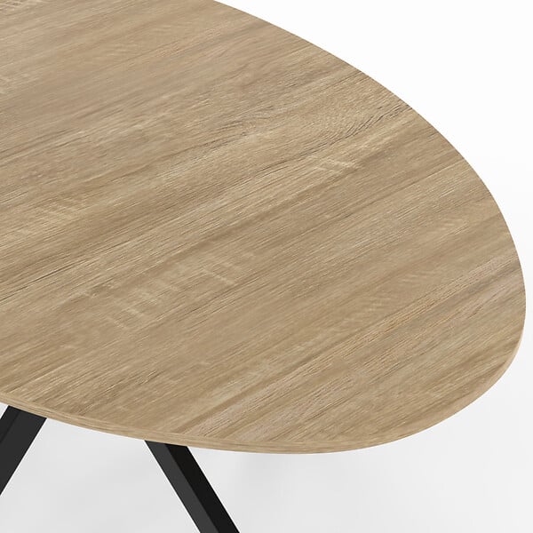 ID MARKET - Table à manger ovale ALIX 8 personnes pied araignée bois et noir 150 cm - large