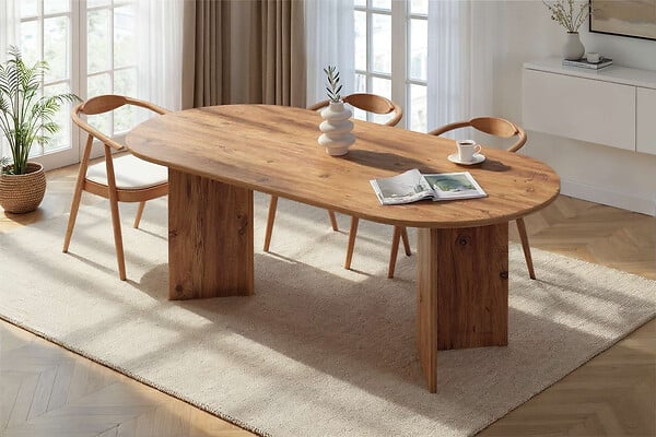 HABITAT ET JARDIN - Table à manger en bois "Sabella" 200 x 90 x 75 cm - Pin atlantique - large