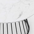 ID MARKET - Table à manger ronde YUNA 6 personnes pied filaire en métal noir et plateau effet marbre blanc ALASKA 110 cm - vignette