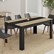 ID MARKET - Table à manger rectangle GEORGIA 8 personnes noire et imitation hêtre 160 x 90 cm - vignette