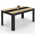 ID MARKET - Table à manger rectangle GEORGIA 8 personnes noire et imitation hêtre 160 x 90 cm - vignette