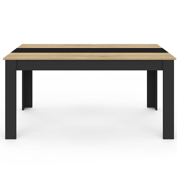 ID MARKET - Table à manger rectangle GEORGIA 8 personnes noire et imitation hêtre 160 x 90 cm - large