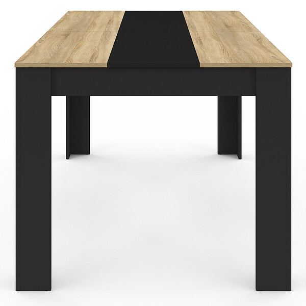ID MARKET - Table à manger rectangle GEORGIA 8 personnes noire et imitation hêtre 160 x 90 cm - large