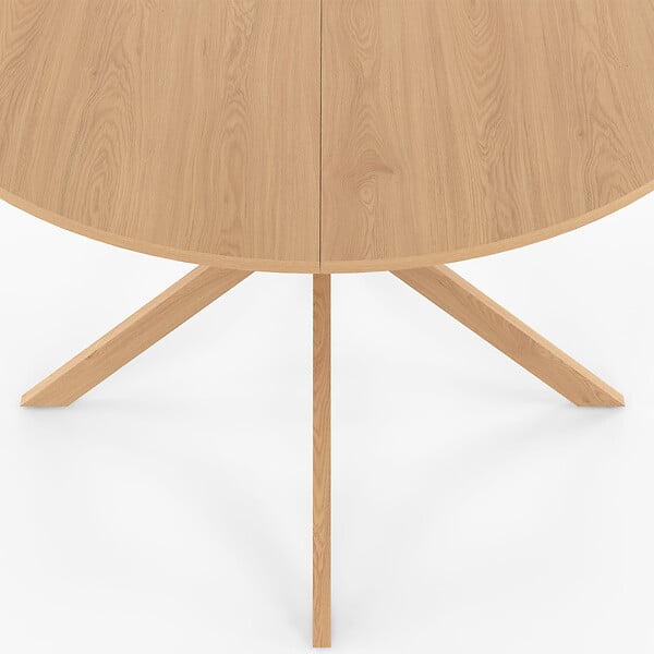 ID MARKET - Table à manger ronde ALIX 6 personnes pied araignée bois effet hêtre 110 cm - large