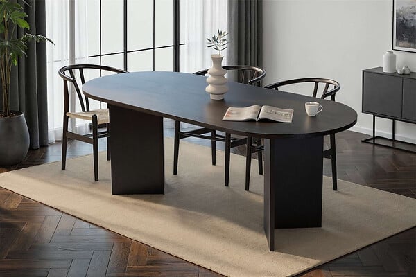 HABITAT ET JARDIN - Table à manger en bois "Sabella" 200 x 90 x 75 cm - Bois Noir - large