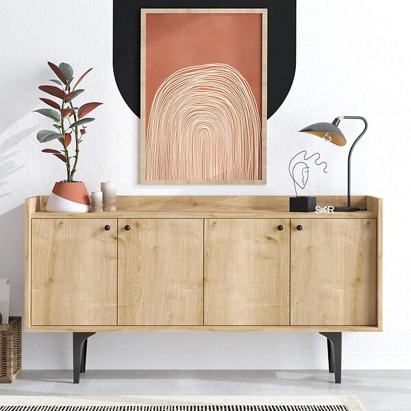 HABITAT ET JARDIN - Buffet en bois "Navi" - 150 x 40 x 80 cm - Beige - large