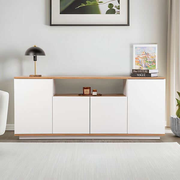 HABITAT ET JARDIN - Buffet en bois "Arista" - 180 x 44 x 75 cm - Blanc - large