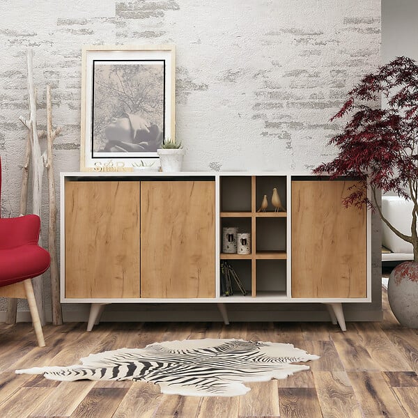 HABITAT ET JARDIN - Buffet en bois "Prava" - 140 x 40 x 86 cm - Marron - large