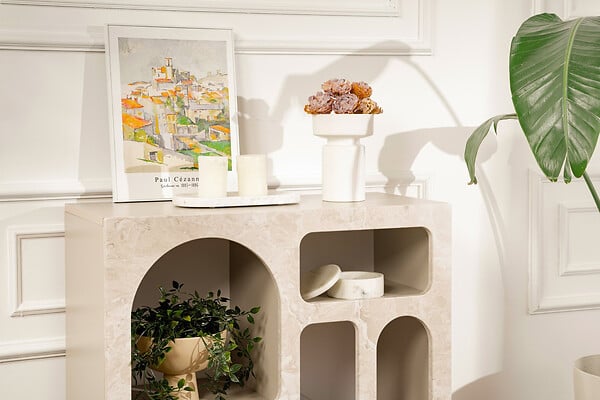 HABITAT ET JARDIN - Buffet en bois "Lessa" - 80 x 37 x 74 cm - Travertin - large