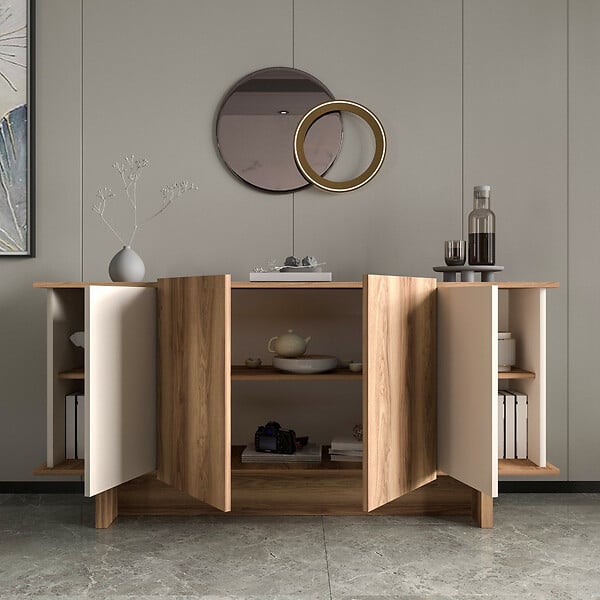 HABITAT ET JARDIN - Buffet en bois "Diana" - 180 x 40 x 81 cm - Beige - large