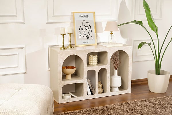 HABITAT ET JARDIN - Buffet en bois "Liva" - 120 x 37 x 74 cm - Travertin - large