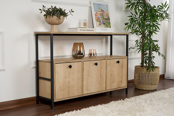 HABITAT ET JARDIN - Buffet en bois "Solace" - 120 x 30 x 77 cm - Beige - large