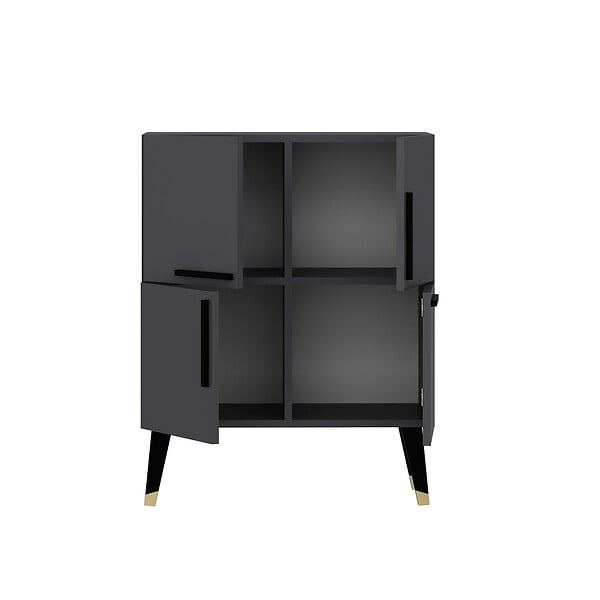 HABITAT ET JARDIN - Buffet en bois "Makro" - 70 x 35 x 90 cm - Gris anthracite - large