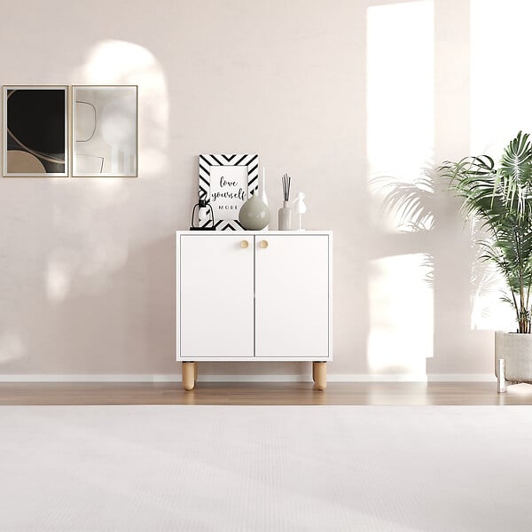 HABITAT ET JARDIN - Buffet en bois "Lina" - 72 x 36 x 73 cm - Blanc - large