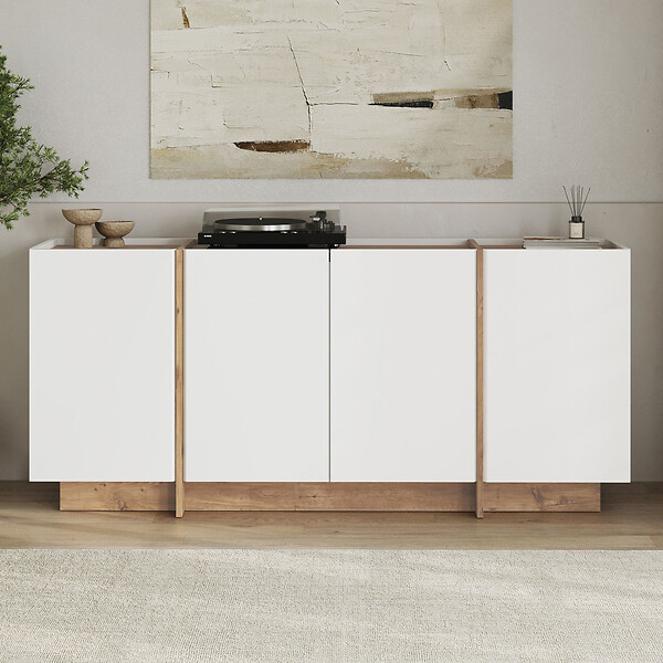 HABITAT ET JARDIN - Buffet en bois "Dorma" - 180 x 45 x 80 cm - Blanc / Pin Atlantique - large