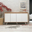 HABITAT ET JARDIN - Buffet en bois "Shans" - 140 x 40 x 86 cm - Blanc - vignette
