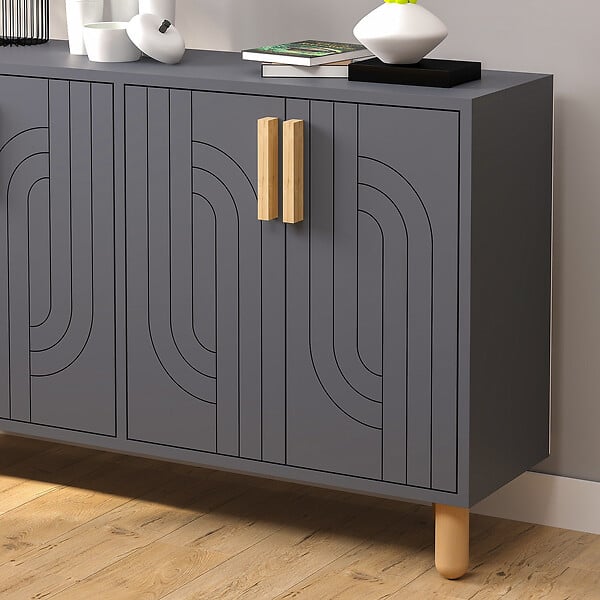 HABITAT ET JARDIN - Buffet en bois "Rodney" - 120 x 30 x 74 cm - Gris anthracite - large
