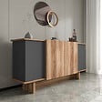 HABITAT ET JARDIN - Buffet en bois "Diana" - 180 x 40 x 81 cm - Gris anthracite - vignette