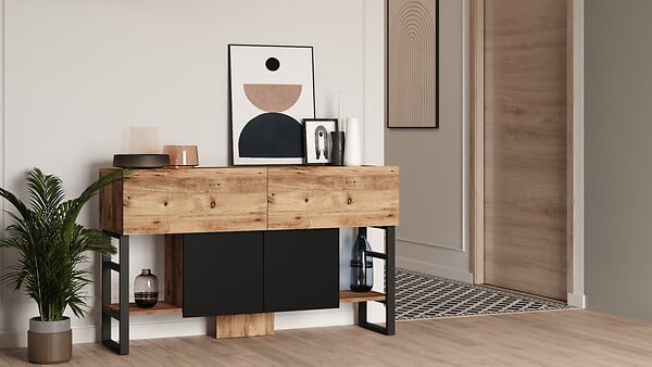 HABITAT ET JARDIN - Buffet en bois "Mel" - 140 x 43 x 84 cm - Beige - large