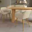 ID MARKET - Lot de 2 chaises de salle à manger, fauteuils de table JANY matelassées velours beige pieds effet bois - vignette