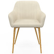 ID MARKET - Lot de 2 chaises de salle à manger, fauteuils de table JANY matelassées velours beige pieds effet bois - vignette