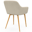 ID MARKET - Lot de 2 chaises de salle à manger, fauteuils de table JANY matelassées velours beige pieds effet bois - vignette