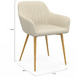 ID MARKET - Lot de 2 chaises de salle à manger, fauteuils de table JANY matelassées velours beige pieds effet bois - vignette