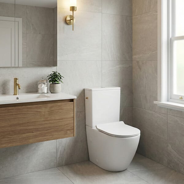 CERAMIA - PixL WC à poser sans bride + abattant SoftClose + réservoir de chasse, alimentation latérale, blanc brillant (CEPX030RREXVP) - large