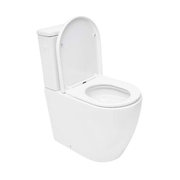SWISS AQUA TECHNOLOGIES - Fusion WC à poser sans bride, rinçage Vortex, avec abattant SoftClose, blanc (SATFUS031RTORVP) - large