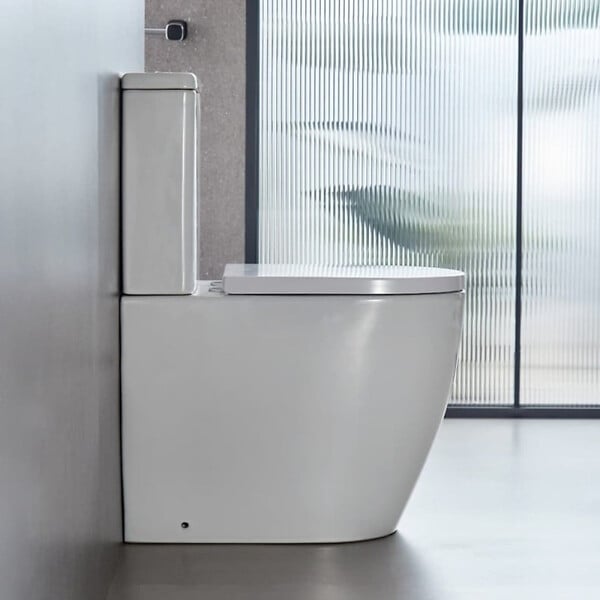 SWISS AQUA TECHNOLOGIES - Fusion WC à poser sans bride, rinçage Vortex, avec abattant SoftClose, blanc (SATFUS031RTORVP) - large
