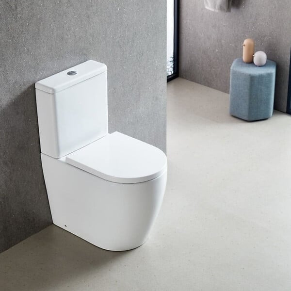 SWISS AQUA TECHNOLOGIES - Fusion WC à poser sans bride, rinçage Vortex, avec abattant SoftClose, blanc (SATFUS031RTORVP) - large
