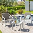 HESPERIDE - Salon de jardin duo "Elyn" noisette & blanc 2 places en aluminium - vignette